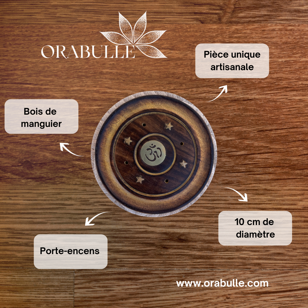 Porte-encens en Bois de Manguier - Disque de 10 cm
