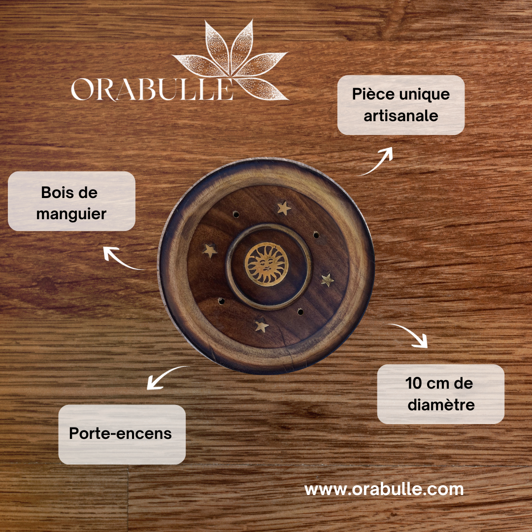 Porte-encens en Bois de Manguier - Disque de 10 cm