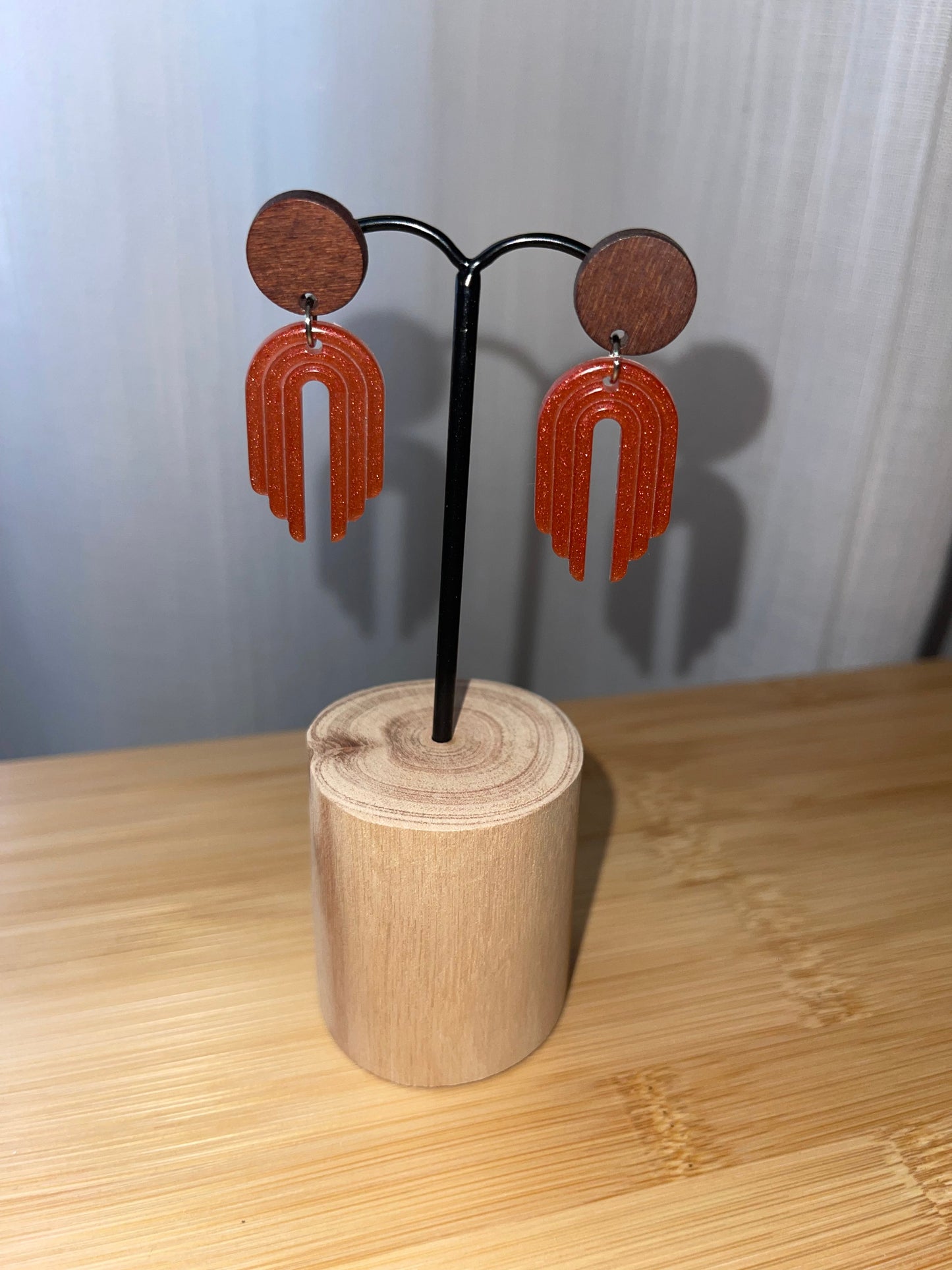 Boucles d’Oreilles “Cascade Terracotta” – Résine & Bois Naturel boucles d'oreilles