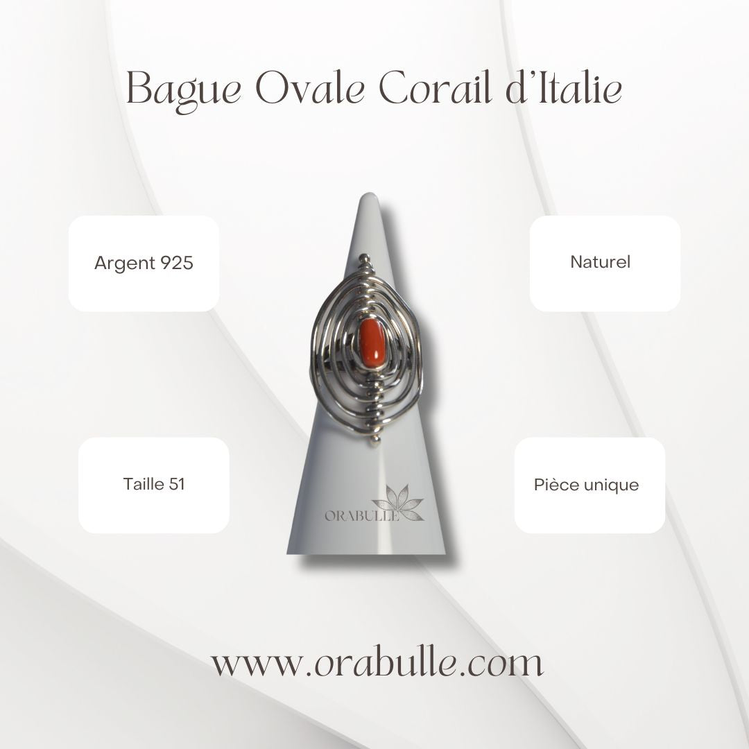 Bague ovale Corail d'Italie