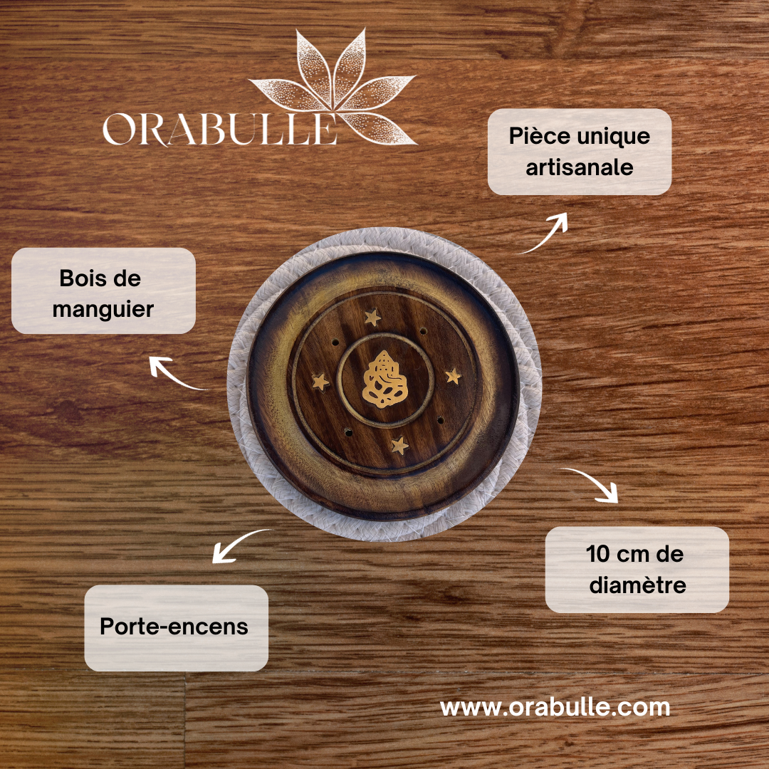 Porte-encens en Bois de Manguier - Disque de 10 cm