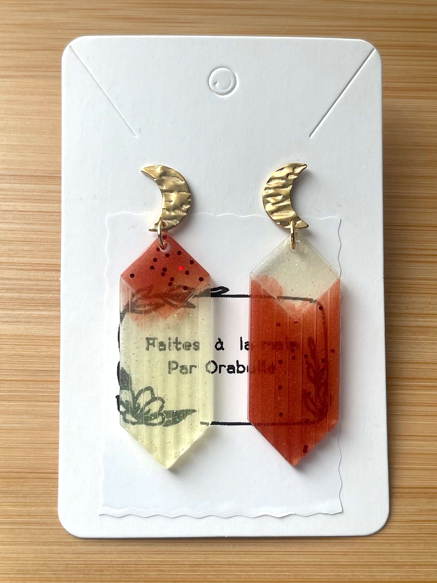 Boucles d'Oreilles Asymétriques – Jaune & Terracotta