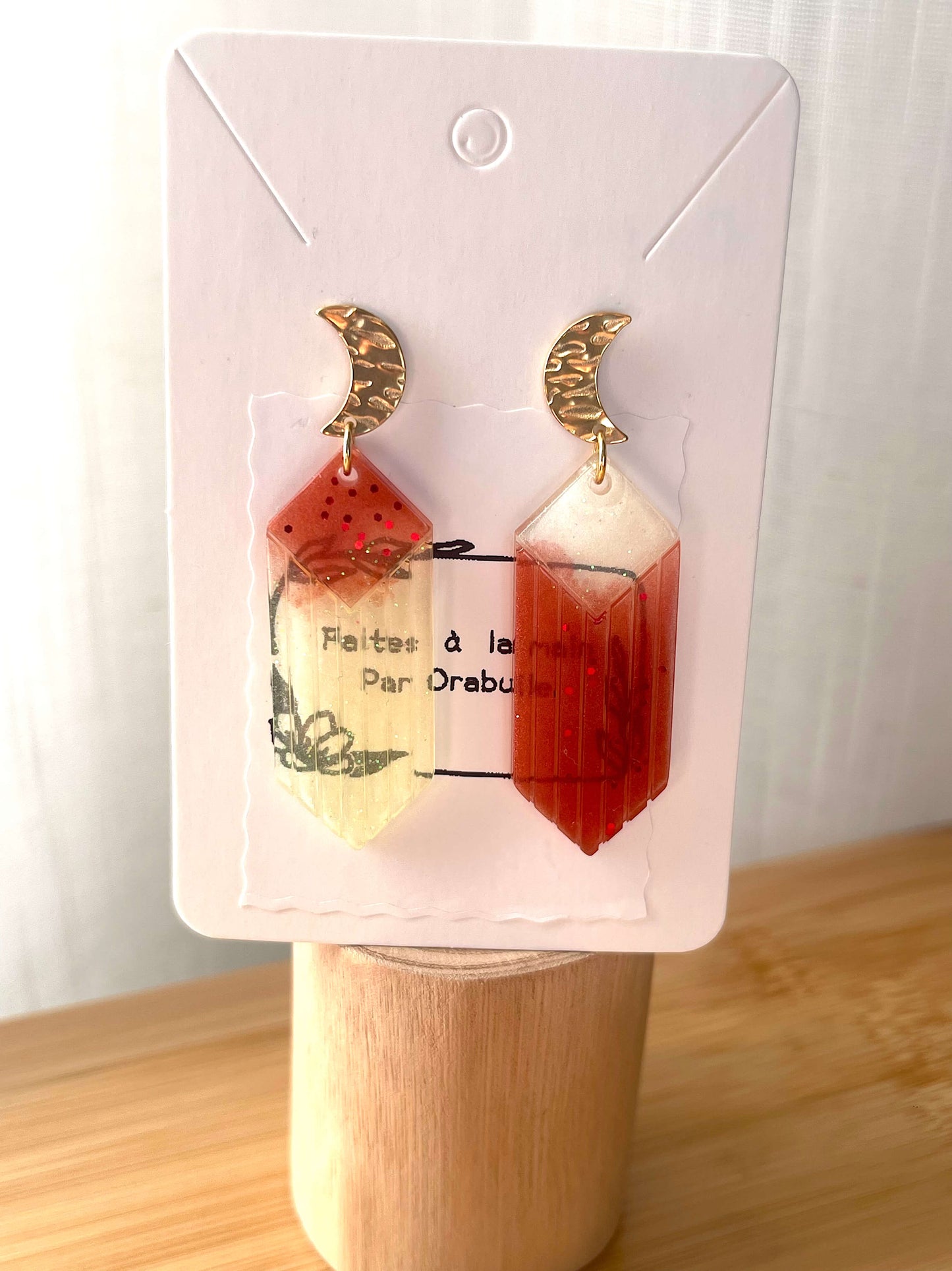 Boucles d'Oreilles Asymétriques – Jaune
et Terracotta