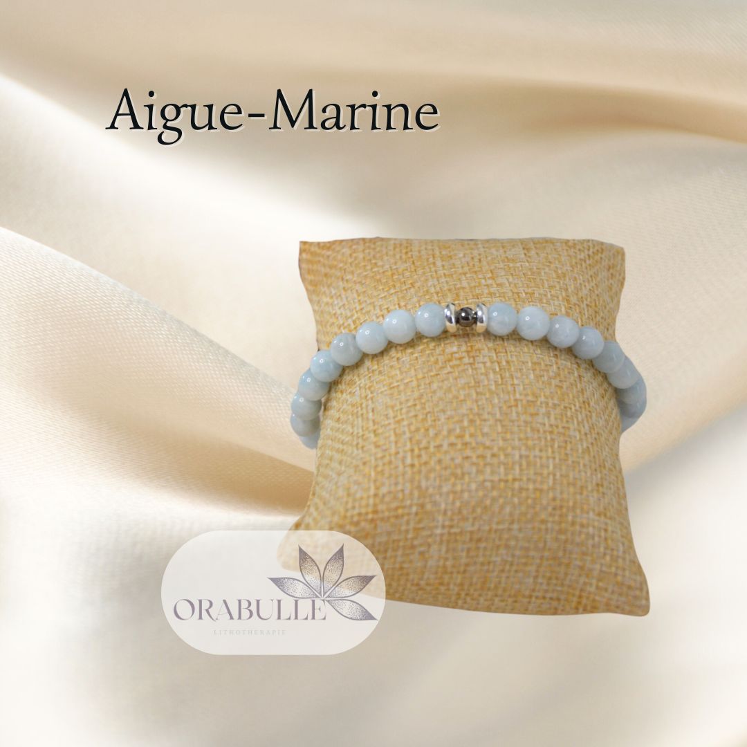 bracelet en aigue-marine de 6mm, orabulle