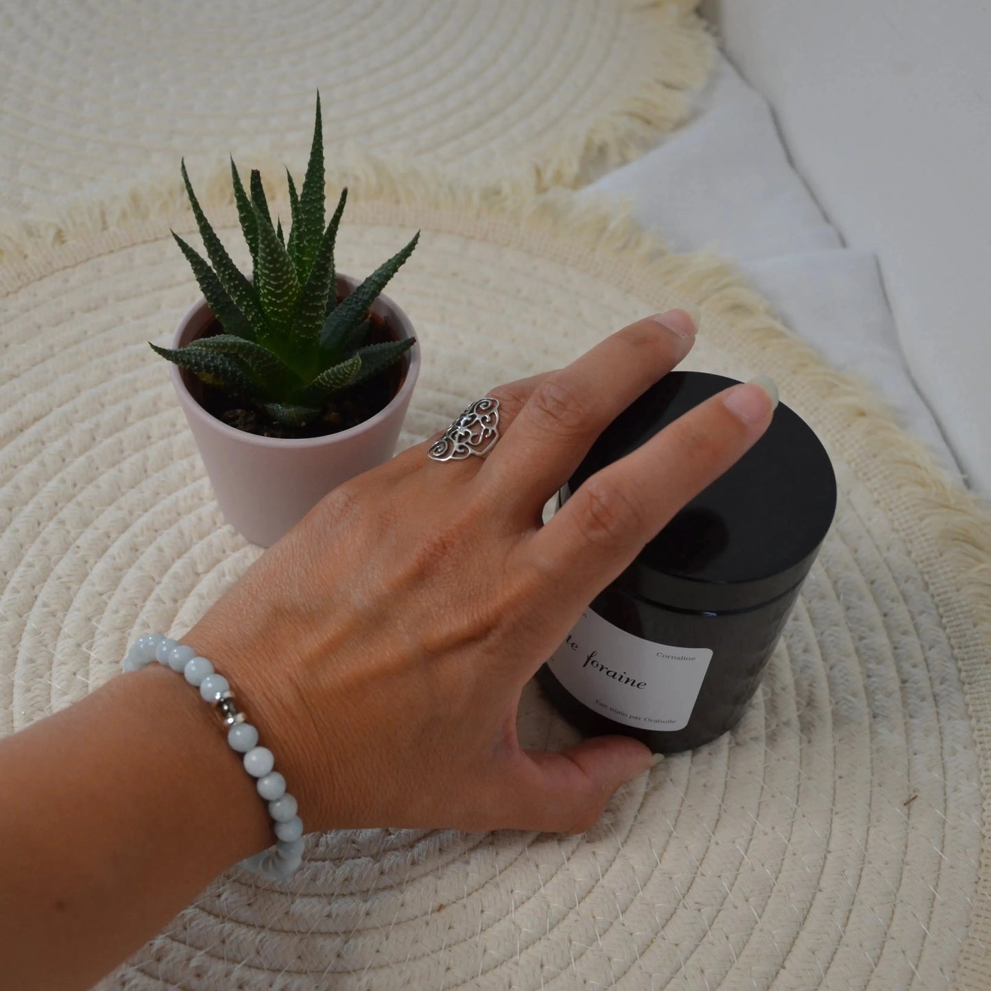 Bracelet perles aigue-marine 6mm