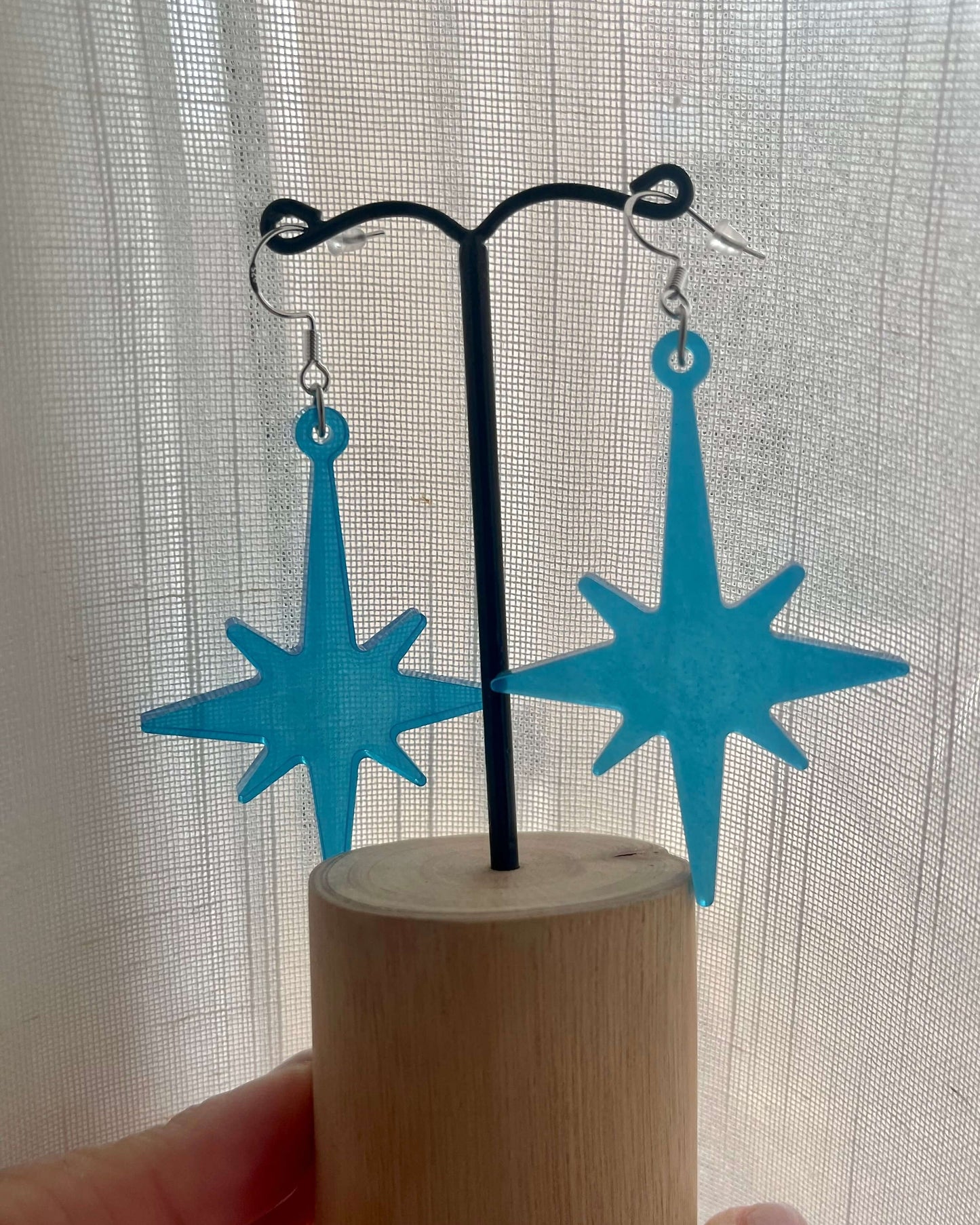 Boucles d'Oreilles Étoile en Résine Bleue – Création Artisanale boucles d'oreilles