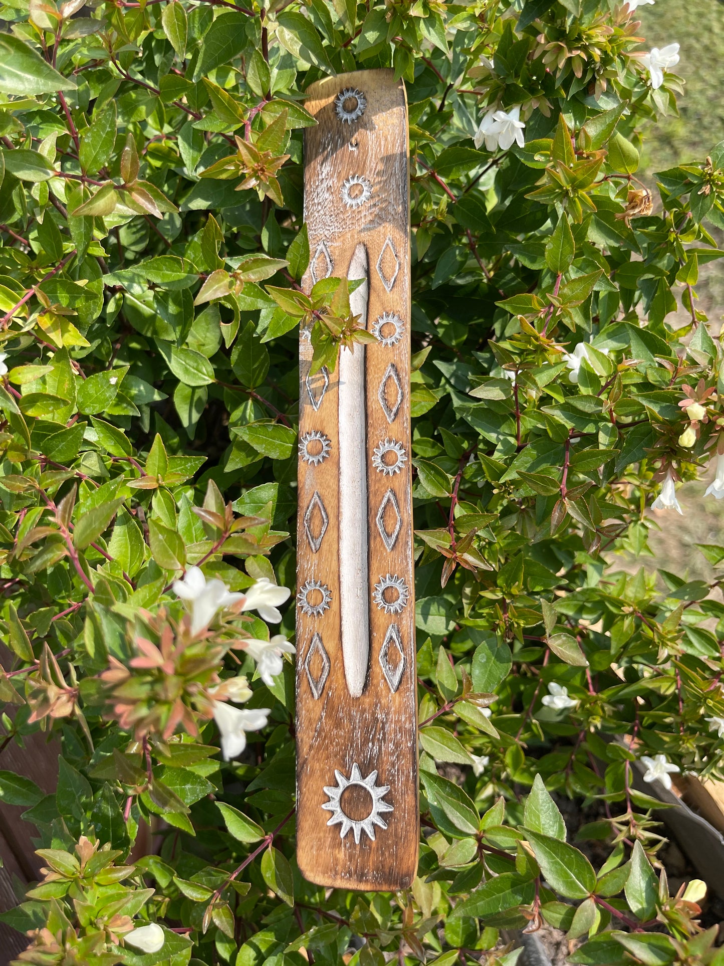 Porte-Encens en Bois de Manguier Blanchi à la Chaux