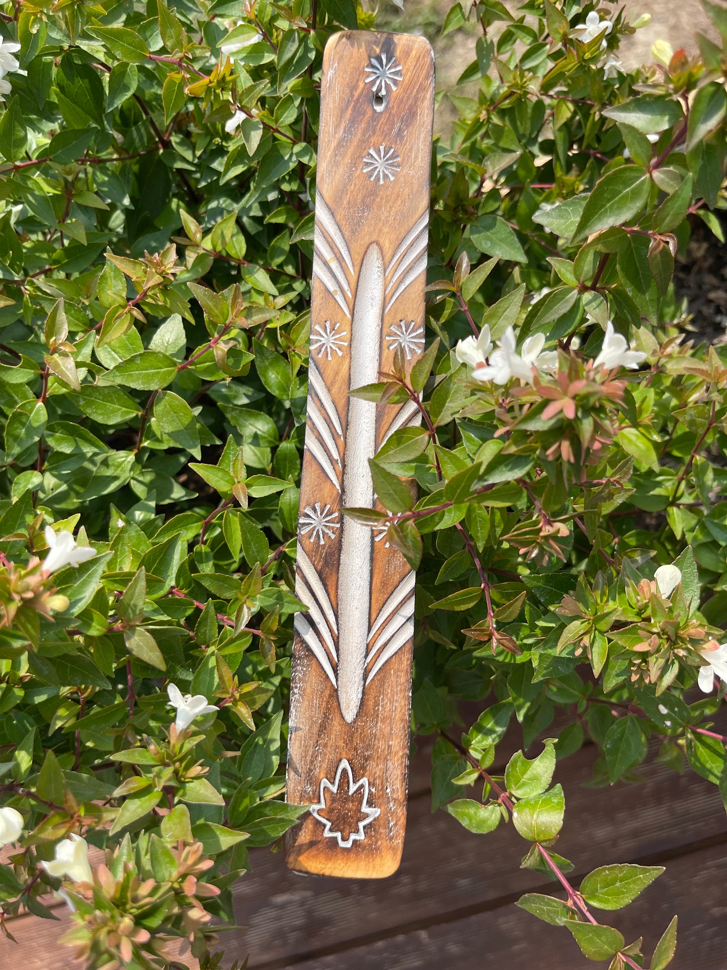 Porte-Encens en Bois de Manguier Blanchi à la Chaux