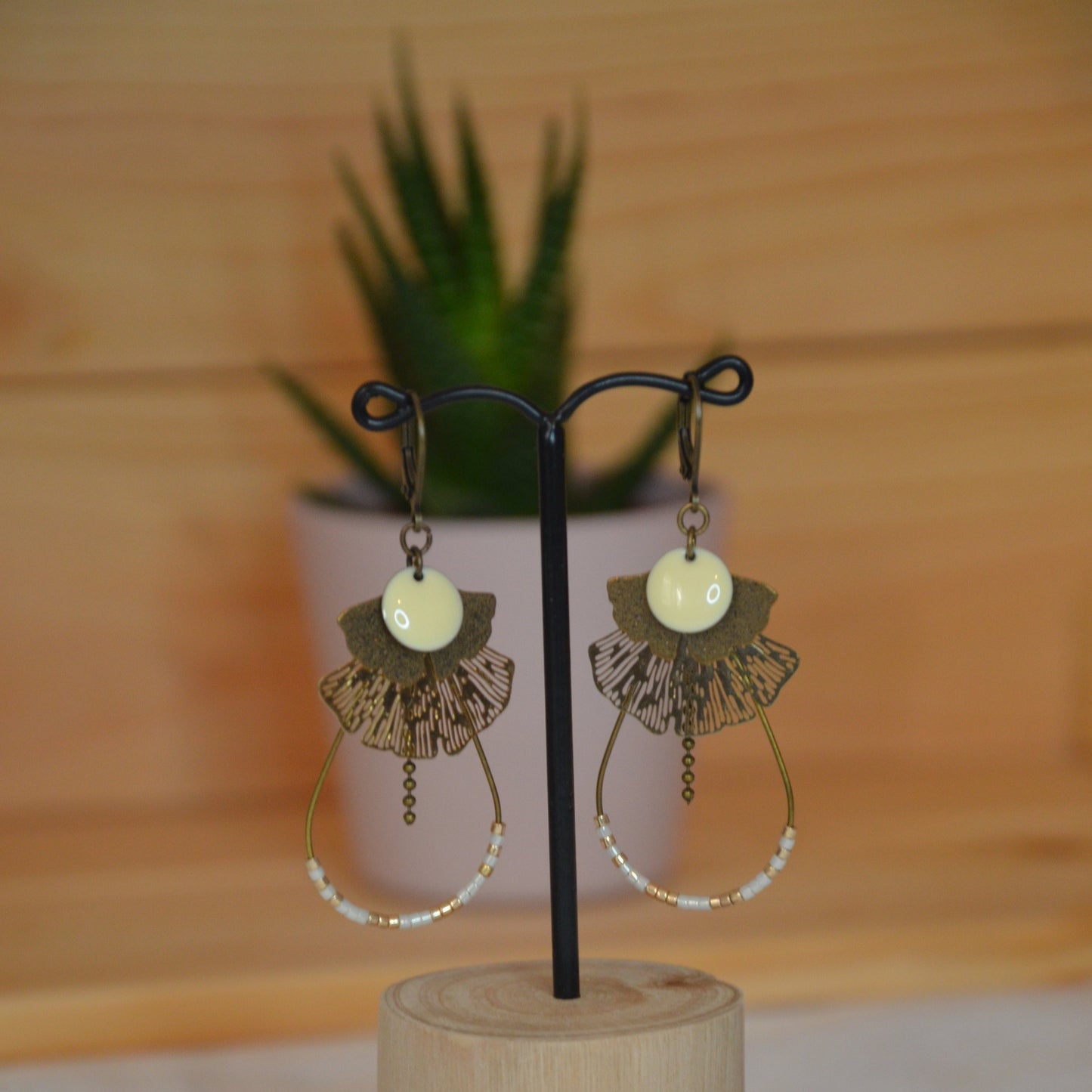 Boucles d'oreilles Gingko Florale Gouttes