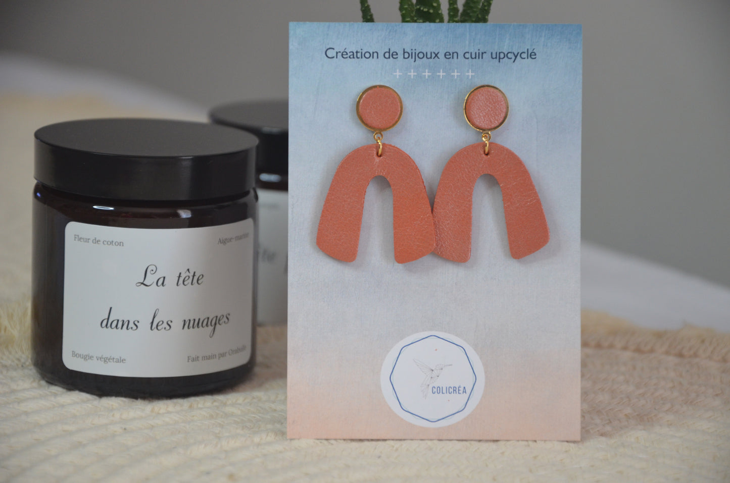 Boucles d'oreilles Arc-en-ciel corail par Colicréa