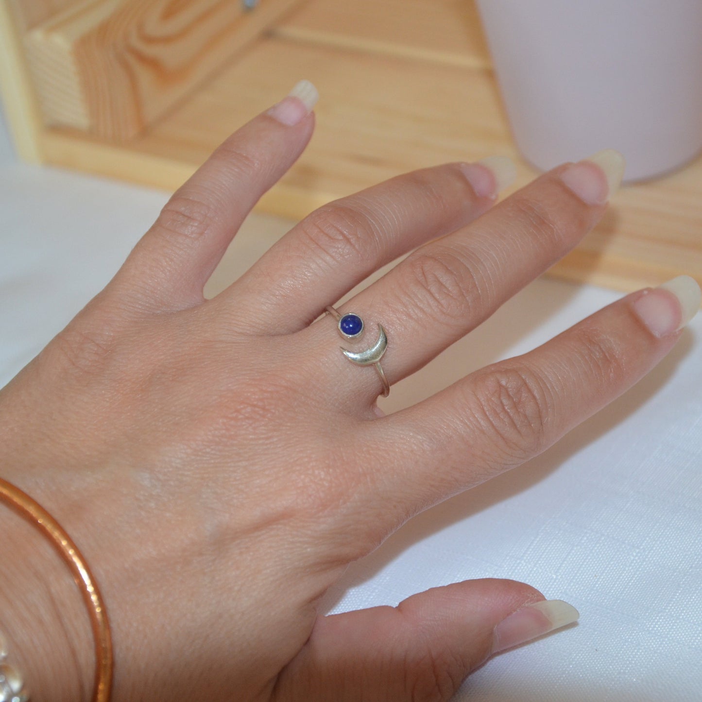 Bague lune Lapis lazuli