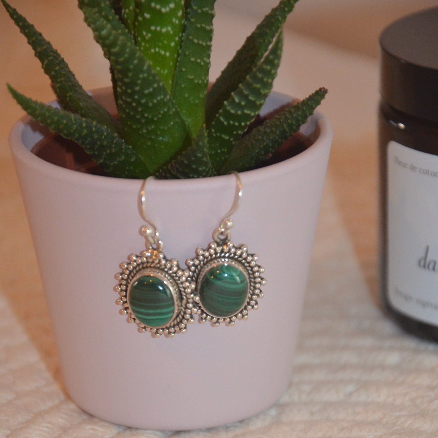 Boucles d'oreilles Malachite