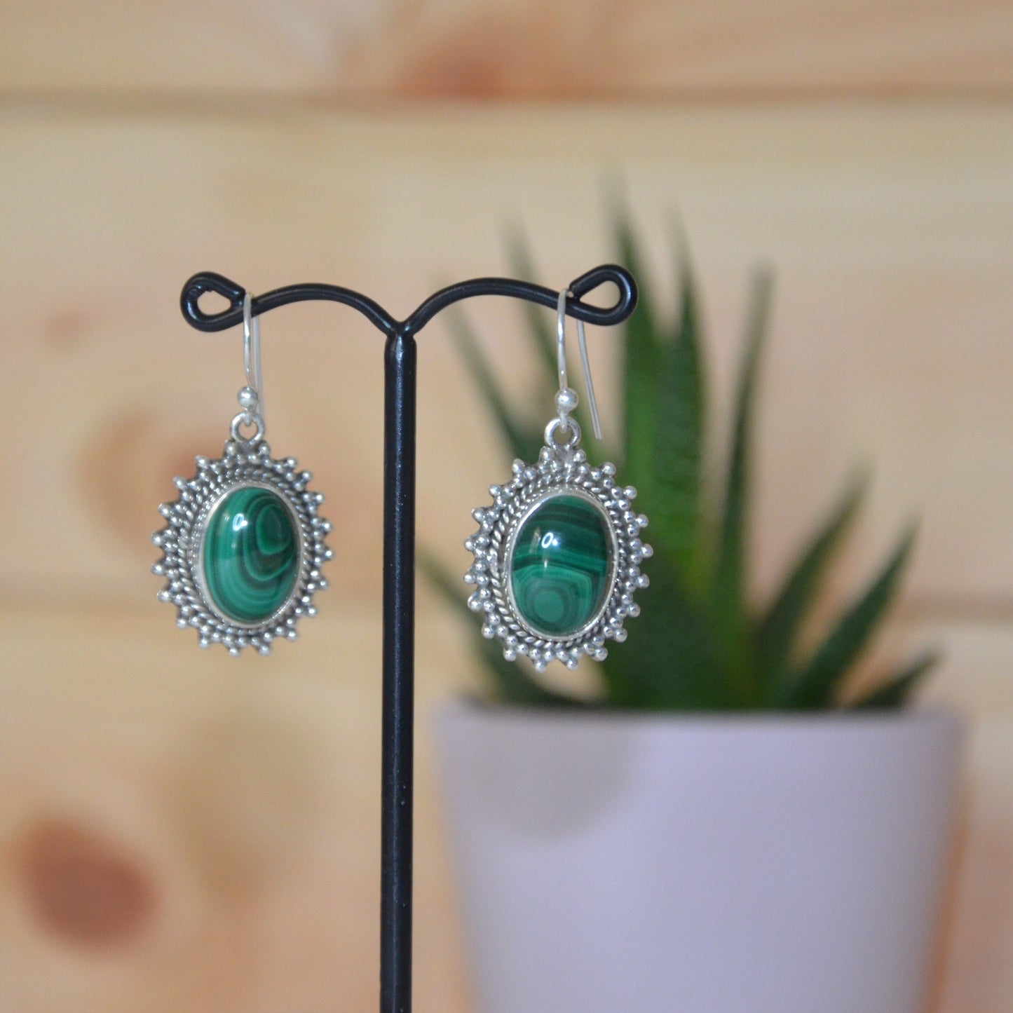 Boucles d'oreilles Malachite