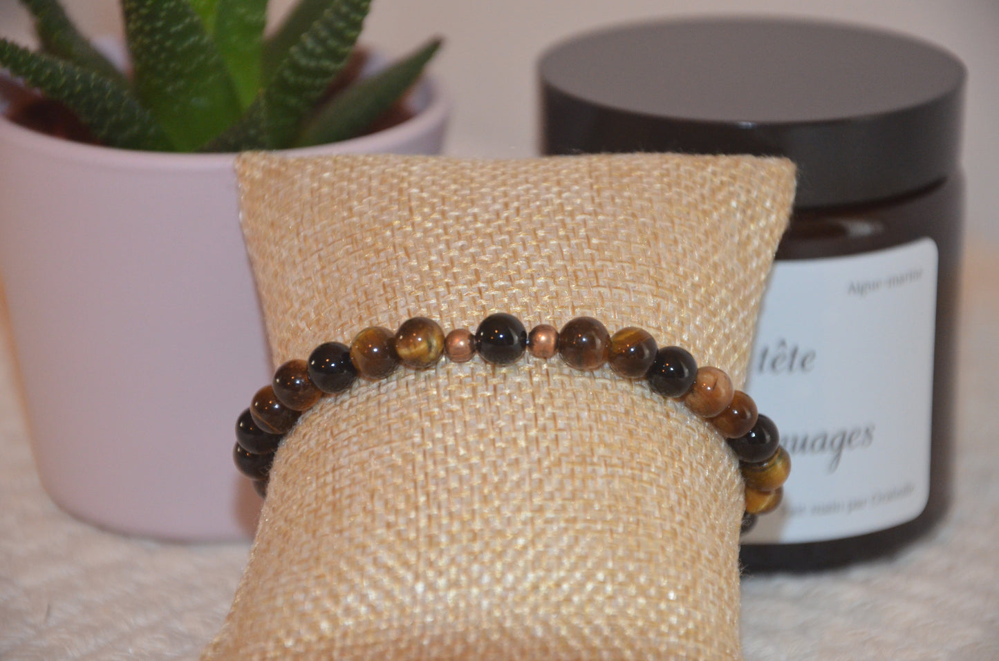 Oeil de tigre et Tourmaline noire (protection) 6mm