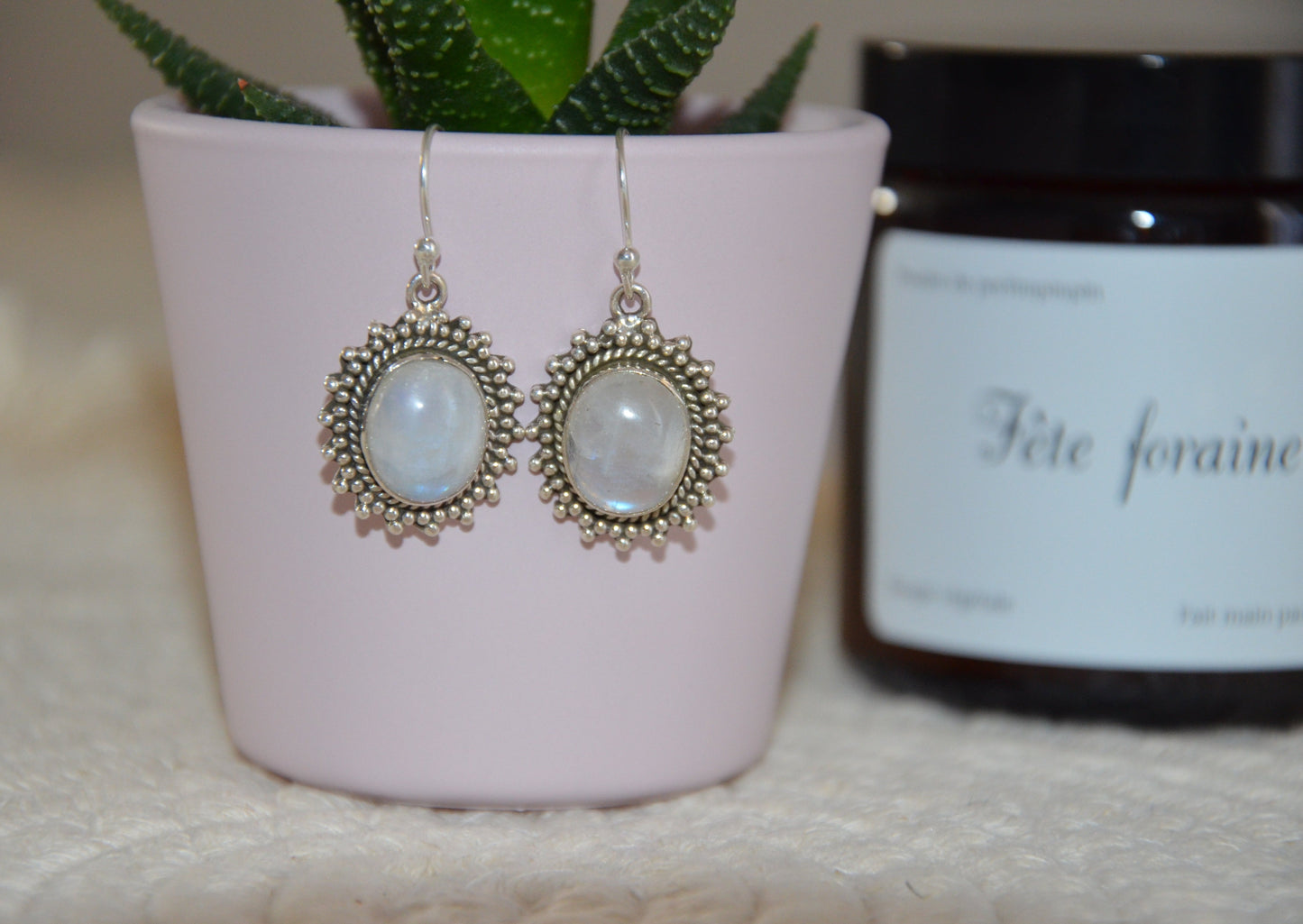 Boucles d'oreilles ovales Pierre de Lune
