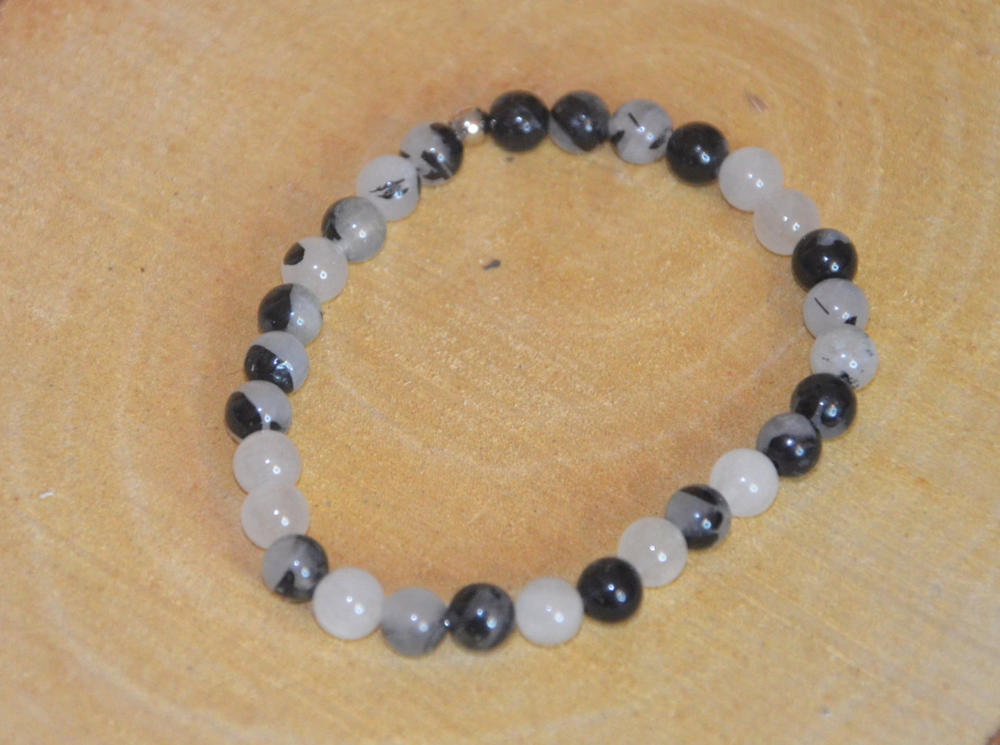 bracelet Quartz à inclusions de tourmaline 6mm