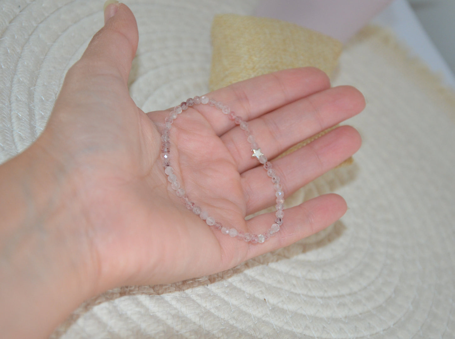 Bracelet quartz rose facette 2mm