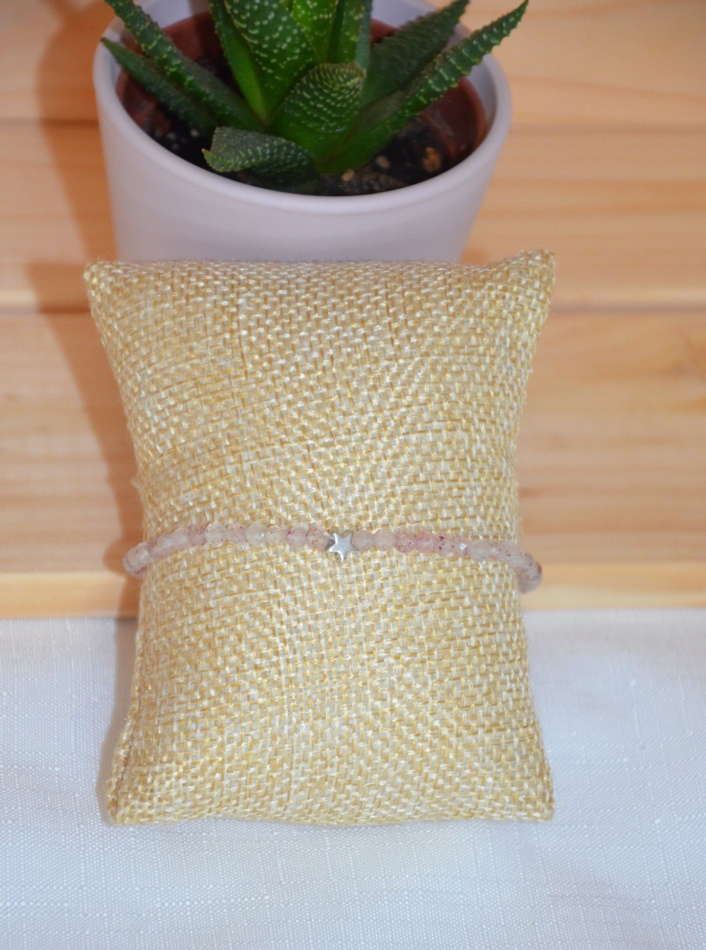 Bracelet quartz rose facette 2mm