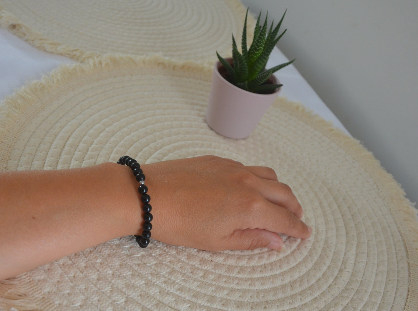 Bracelet tourmaline noire perles de 6mm