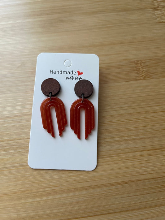 Boucles d’Oreilles “Cascade Terracotta” – Résine & Bois Naturel boucles d'oreilles