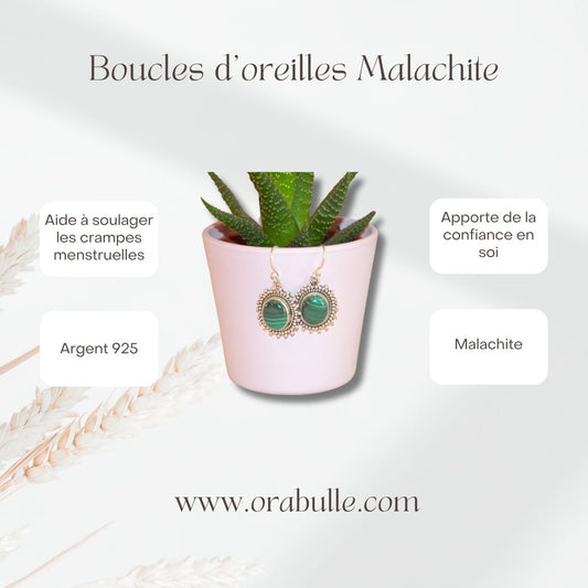 Boucles d'oreilles Malachite