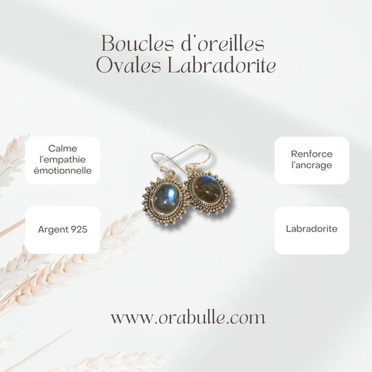 Boucles d'oreilles ovales Labradorite