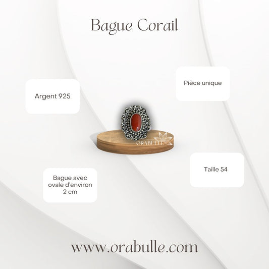 Bague Corail d'Italie en argent 925