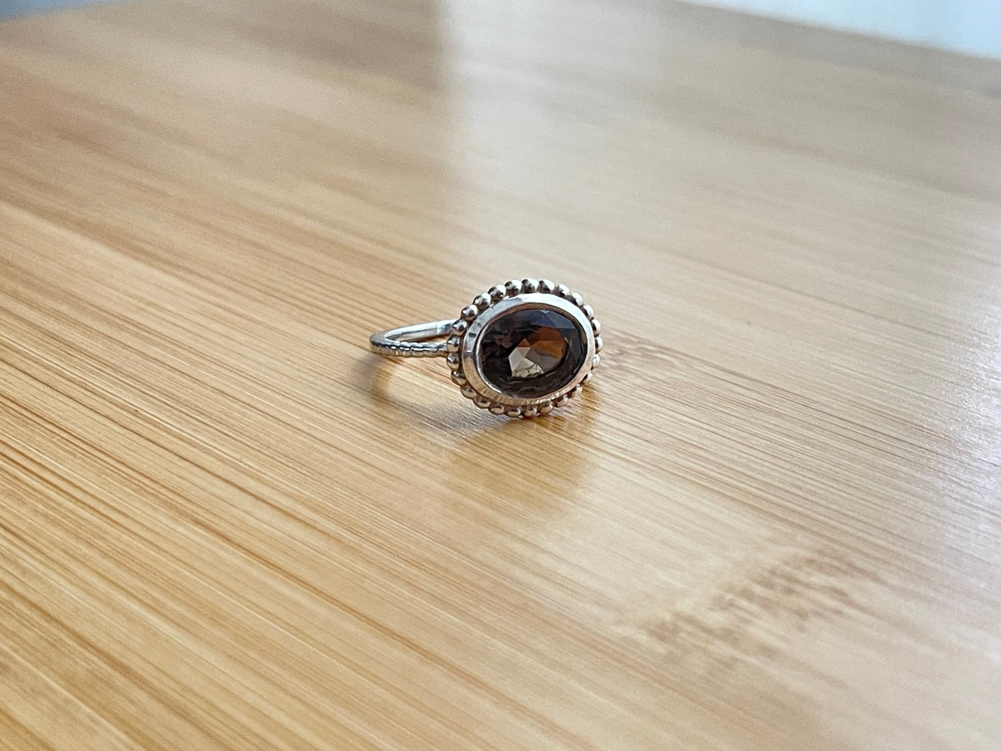 bague quartz fumé argent