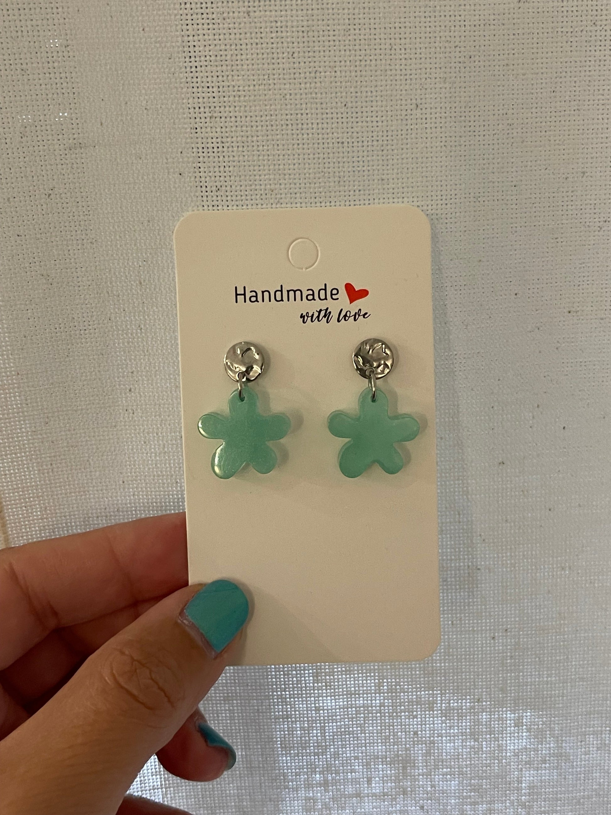 Boucles d’Oreilles “Fleur Menthe” – Création Artisanale Orabulle boucles d'oreilles