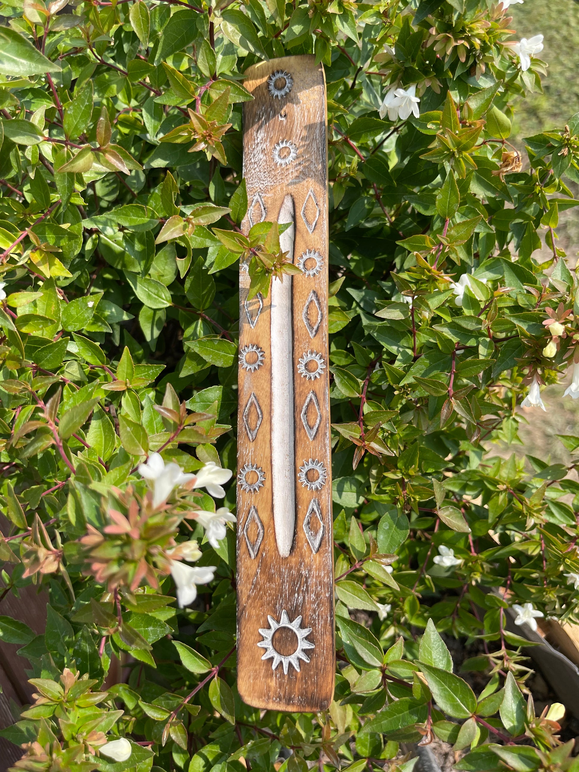 Porte-Encens en Bois de Manguier Blanchi à la Chaux 