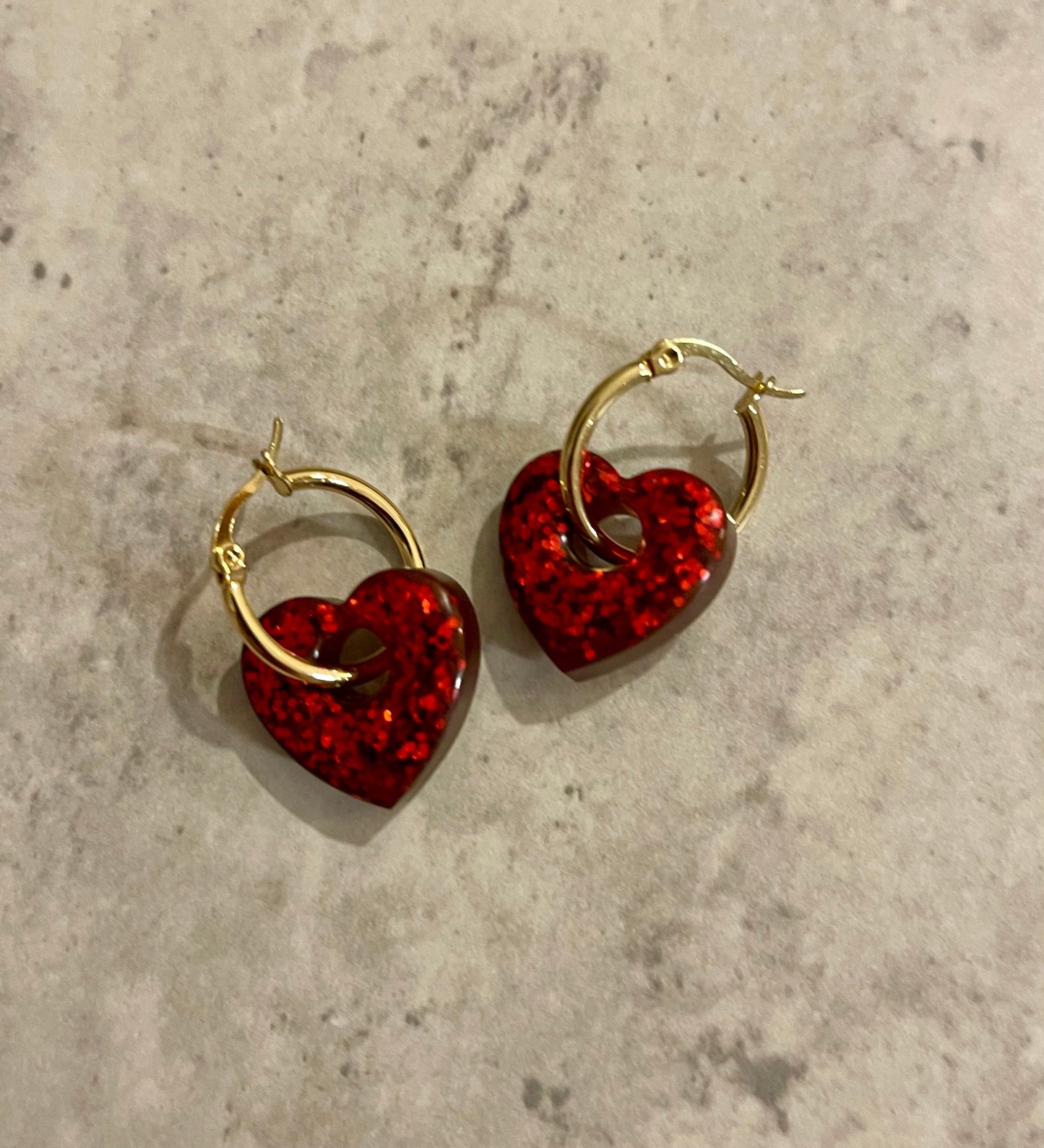 Boucles d’oreilles Cœurs scintillants Rouge Passion boucles d'oreilles