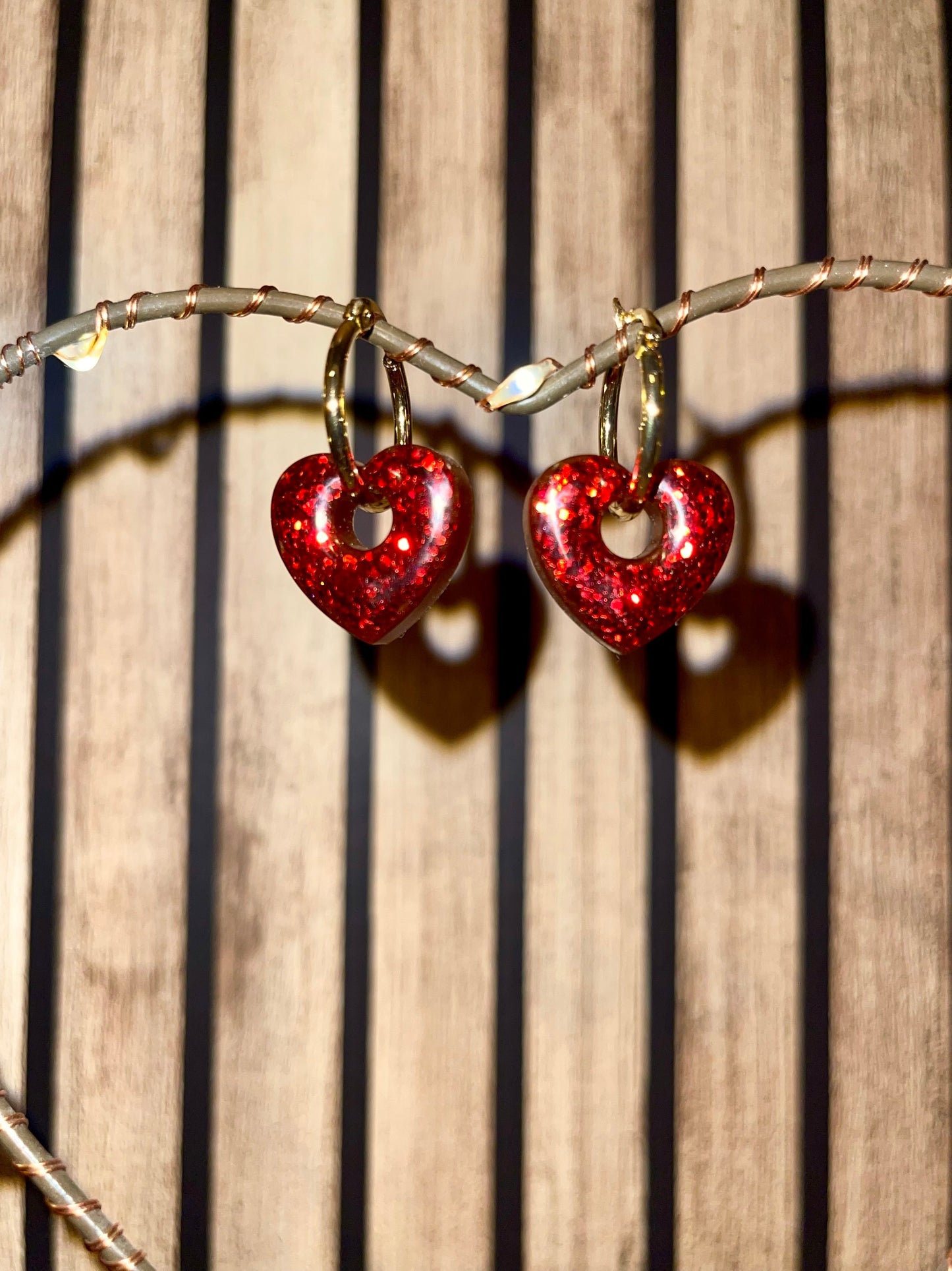 Boucles d’oreilles Cœurs scintillants Rouge Passion boucles d'oreilles