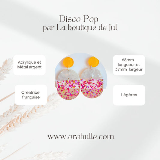 Boucles d'oreilles Disco pop roses par La boutique de Jul