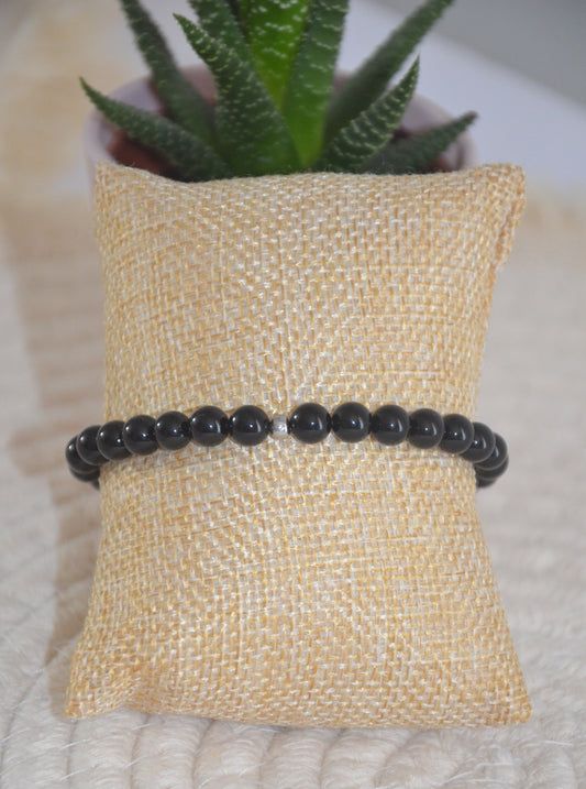 Bracelet tourmaline noire perles de 6mm